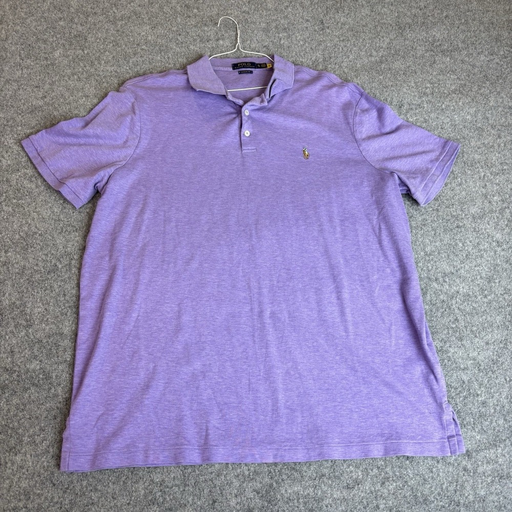 Polo Ralph Lauren Shirt Men's XL Purple Short Sleeve Preppy Classic Brown Pony